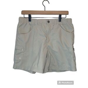 Columbia womens Small lightweight nylon hiking Shorts tan EUC